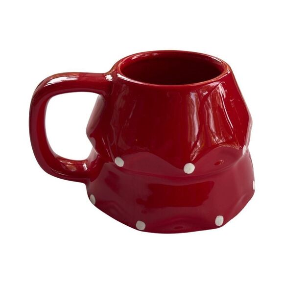 Rae Dunn JOY Holiday Tree Shaped Mug w/Star Topper Red & White Ceramic Set NWOT - Picture 5 of 6